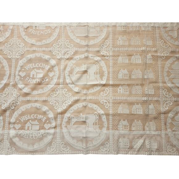 2 Elegant Beige Cottage Core Twee Lace Curtain Panels Romantic Coquette Country - Picture 8 of 8